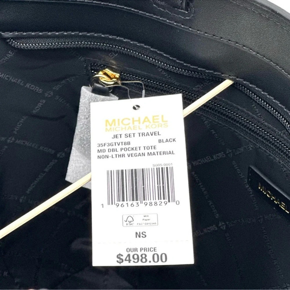 Michael Kors Jet Set Medium Pocket Tote Bag Black - Picture 10 of 10